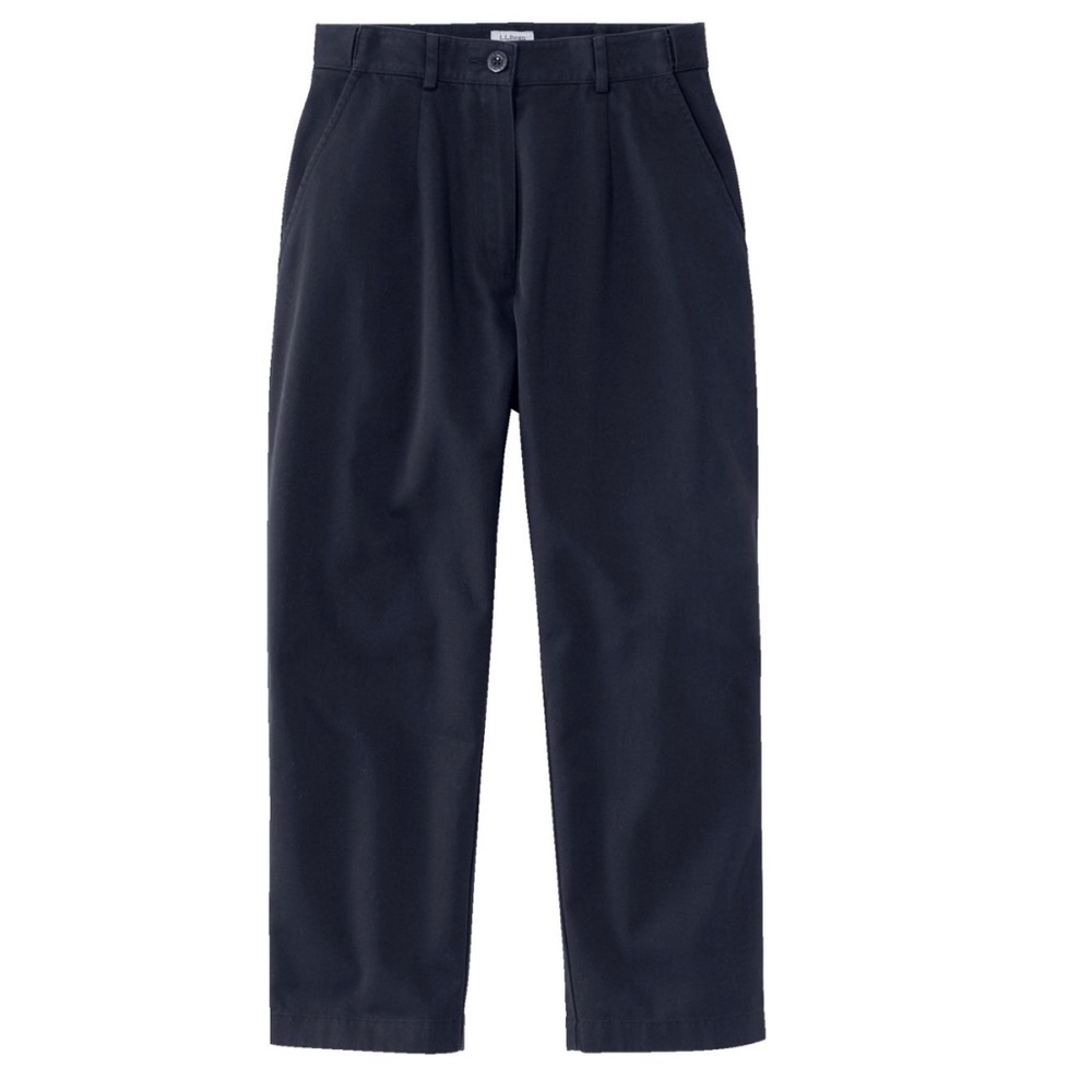LL Bean Original Fit Wrinkle Resistant Cropped Chino Pants in Navy Size 14
